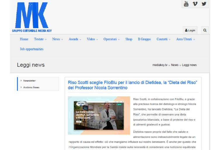 Gruppo Editoriale MediaKey: Dietidea collabora con FiloBlu per il lancio del nuovo ecommerce