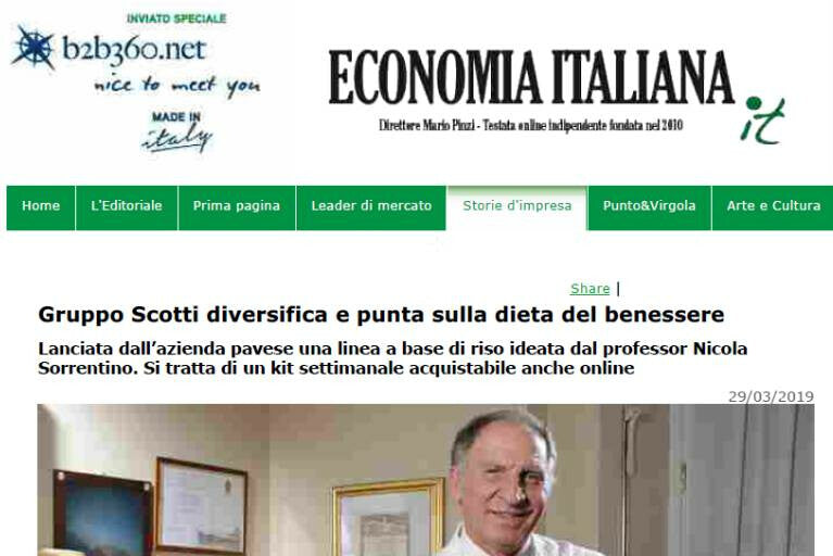 Economiaitaliana.it: Gruppo Scotti diversifica e punta sulla dieta del benessere