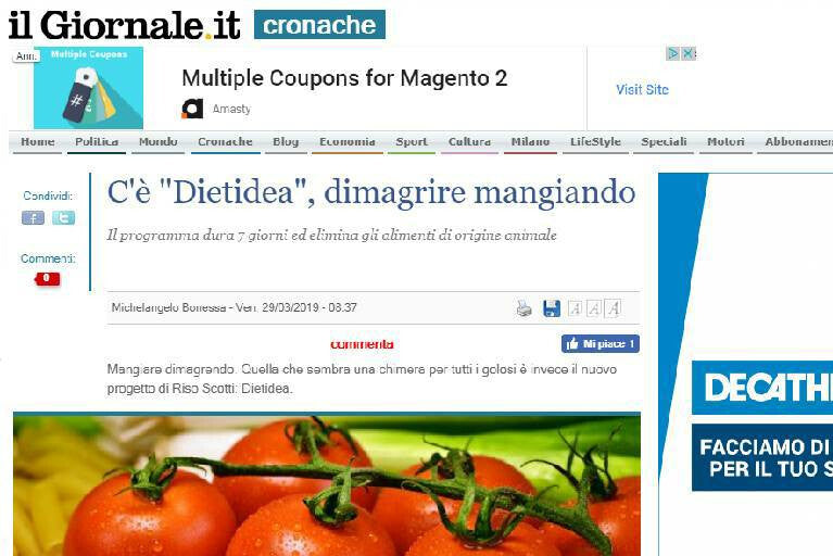 Il Giornale: Dietidea, la nuova dieta del Prof. Sorrentino