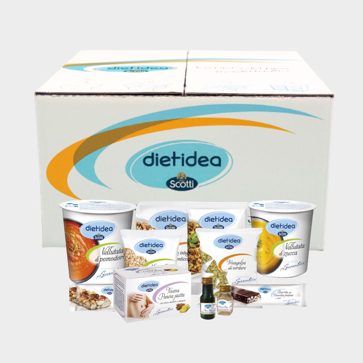 Immagine di still life del Kit Dietidea 7 giorni, che contiene pasti bilanciati per un'intera settimana, ideali per un percorso di benessere e controllo del peso.